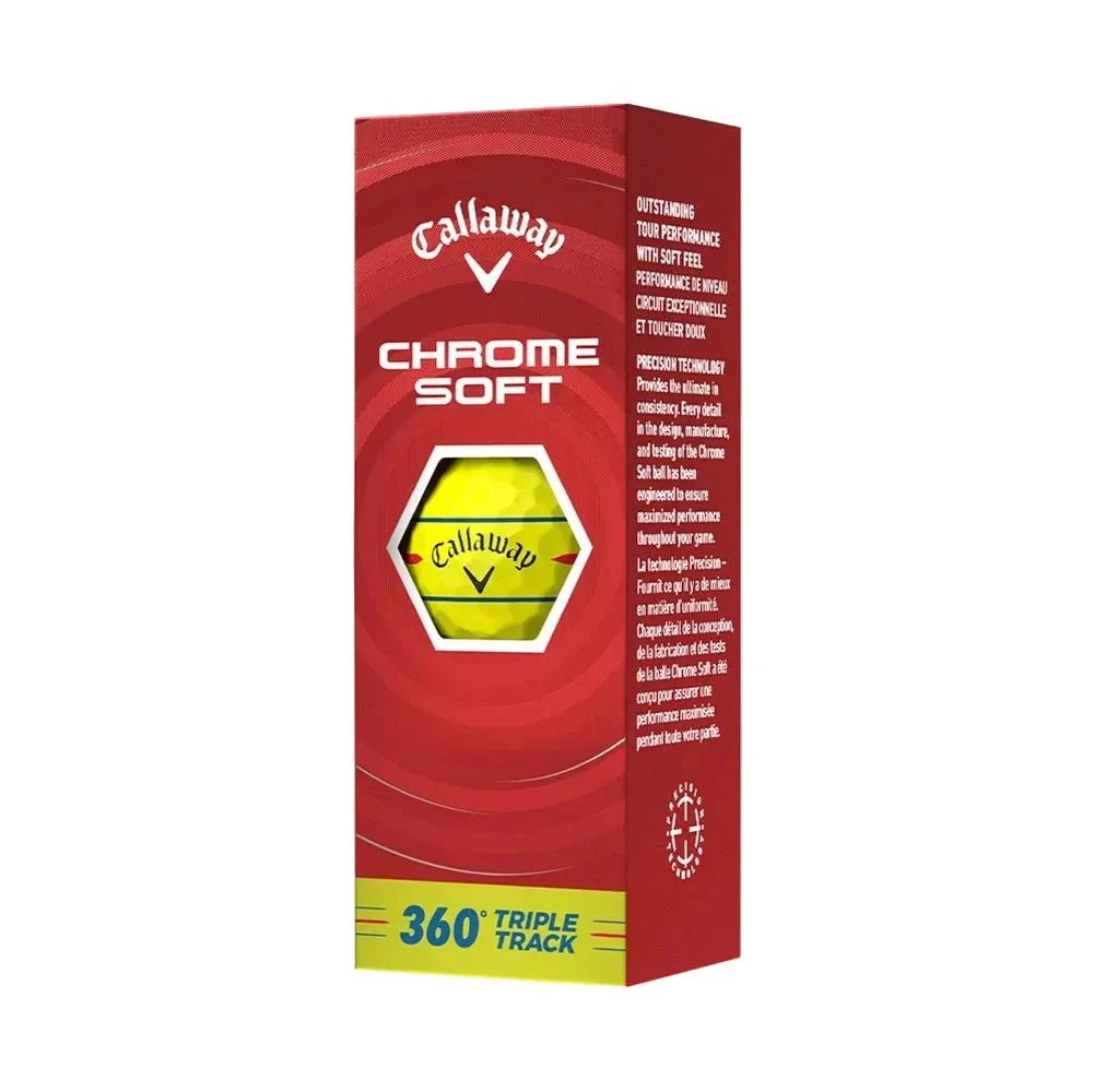 Callaway Chrome Soft 360 Triple Track Golf Balls - Yellow - Image 4