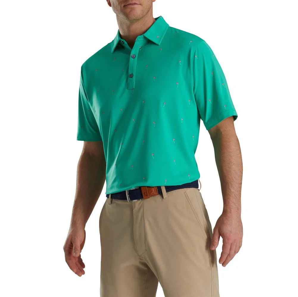 FootJoy 18 Holes Print Lisle Self Collar Polo - Image 5