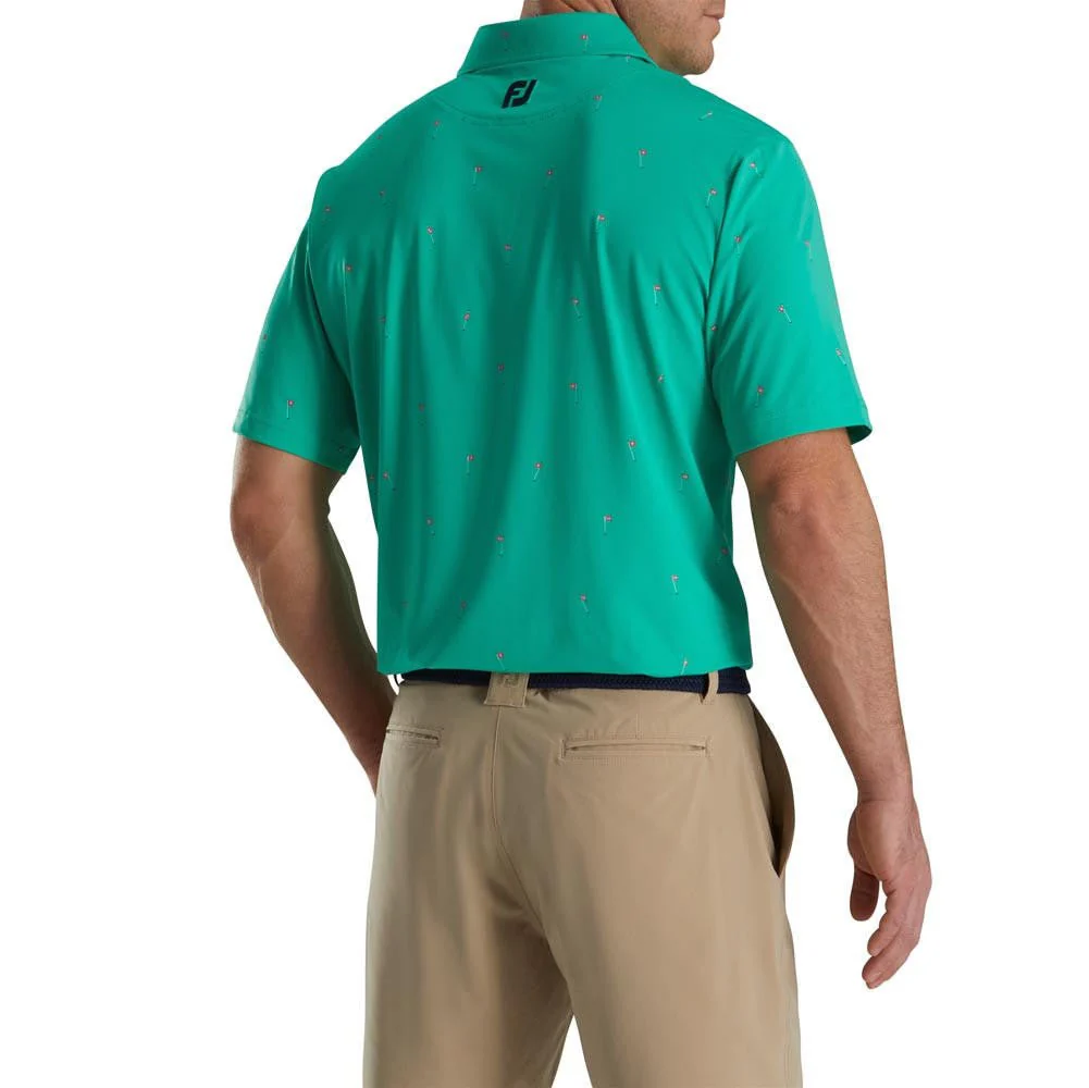 FootJoy 18 Holes Print Lisle Self Collar Polo - Image 8