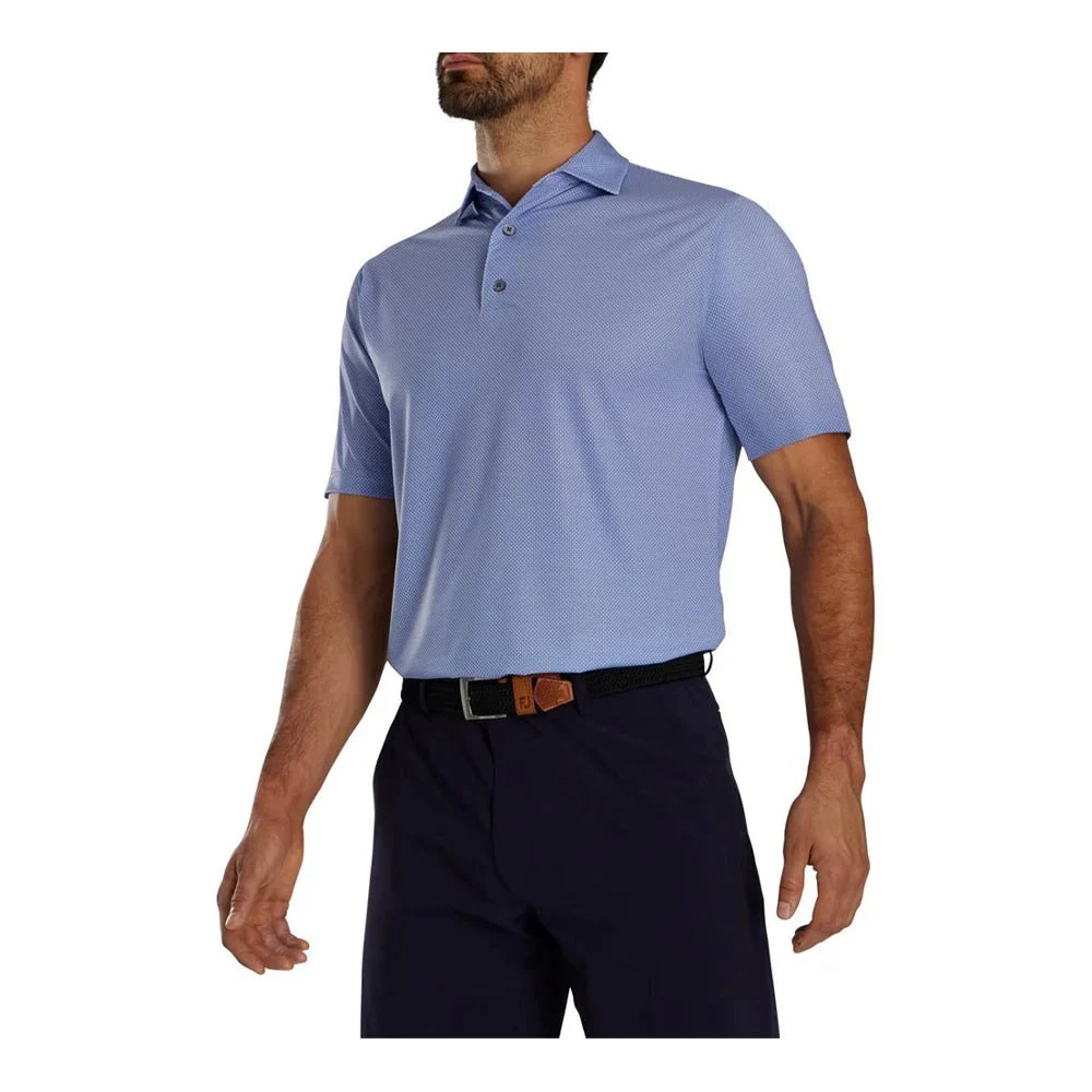 FootJoy Octagon Print Lisle Spread Collar Golf Polo - Previous Season Style - Image 5