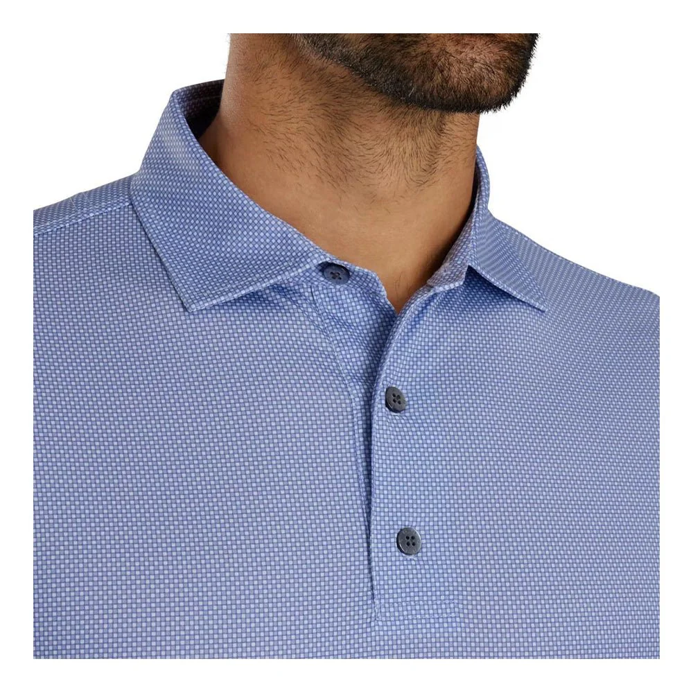 FootJoy Octagon Print Lisle Spread Collar Golf Polo - Previous Season Style - Image 7