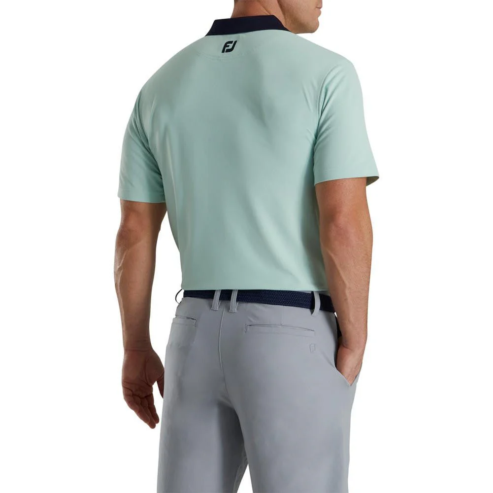 FootJoy Solid Stretch Pique with Stripe Placket Knit Collar Golf Polo - Image 3