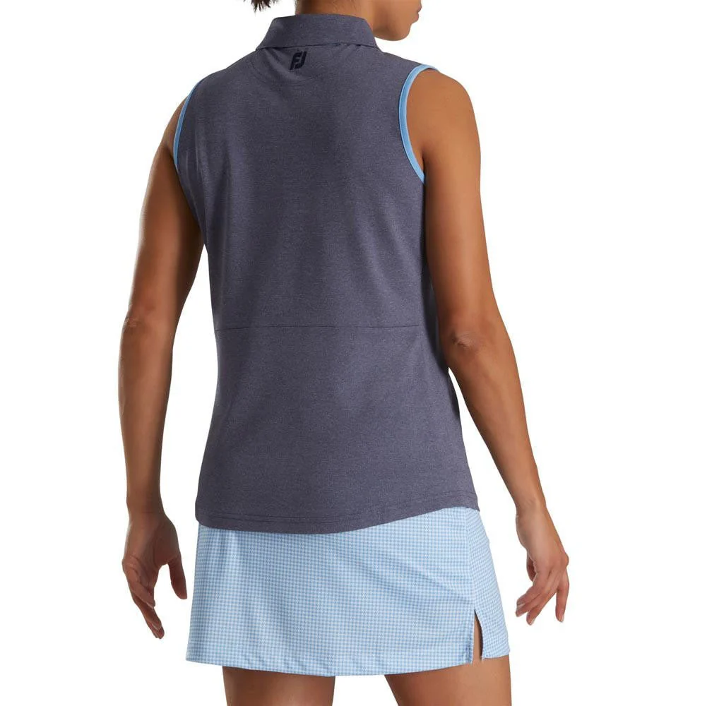FootJoy Women's Pique Houndstooth Trim Sleeveless Golf Polo - Image 2