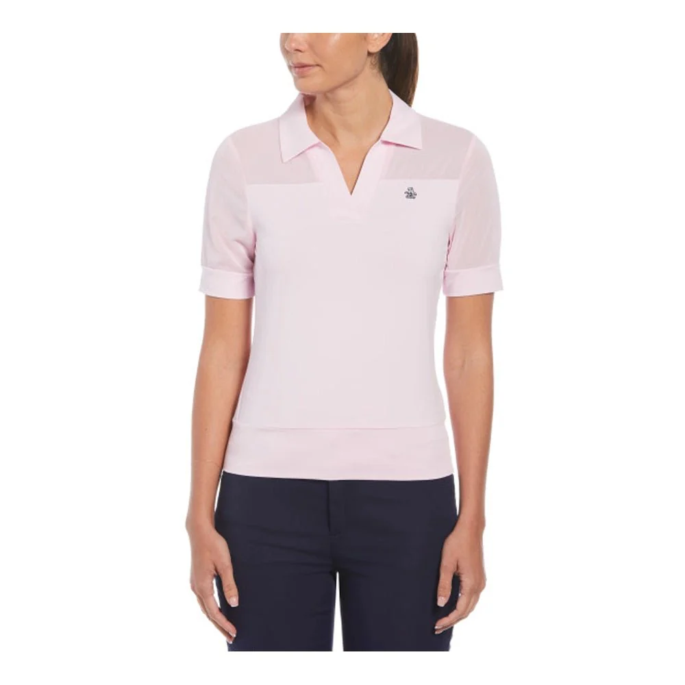 Original Penguin Women's 1/2 Sleeve Mesh Blocked Golf Polo - Image 3