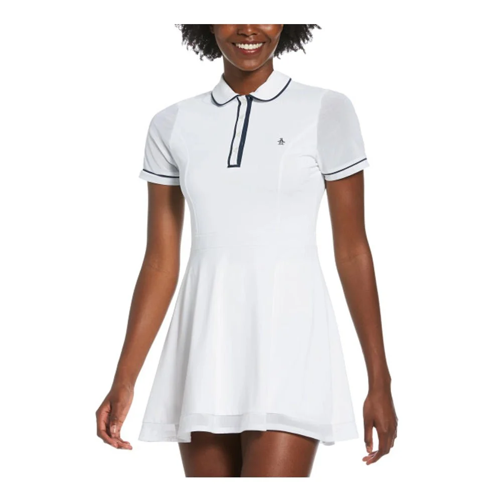 Original Penguin Women's Short Sleeve Veronica Golf Dress with Mesh Sleeves