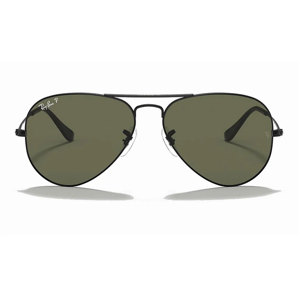 Ray-Ban Aviator Classic - Black/ Polarized Green Solid Color - Image 3