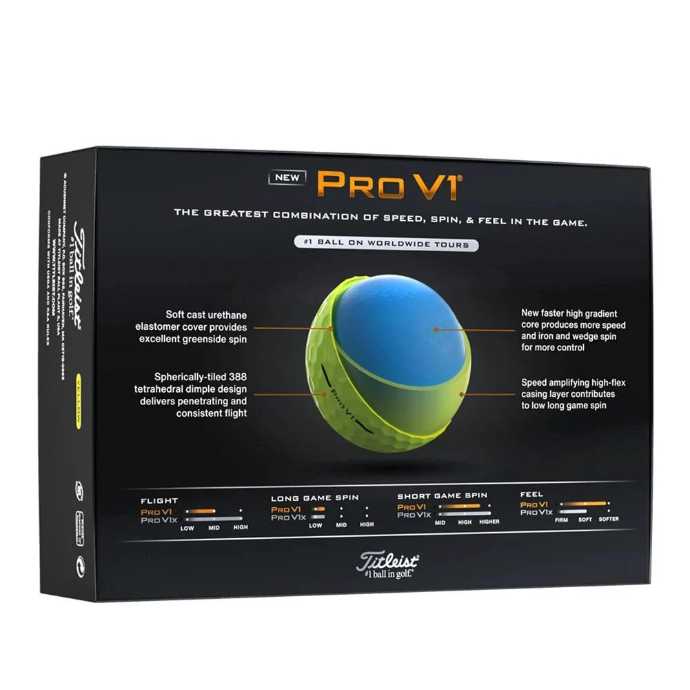 Titleist Pro V1 Golf Balls - Yellow - Image 6