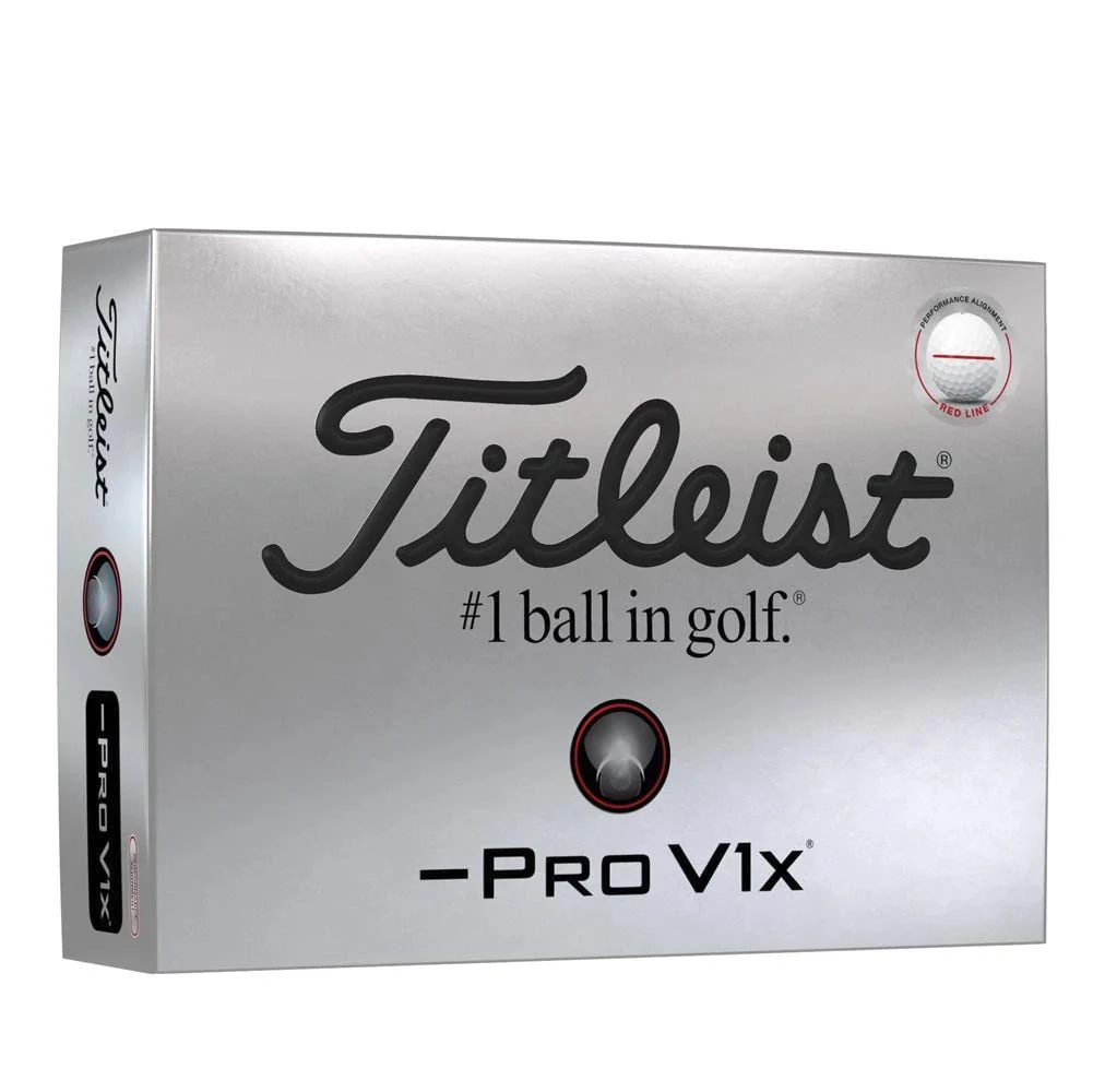 Titleist Pro V1x Left Dash Performance Alignment Golf Balls - Red - Prior Generation